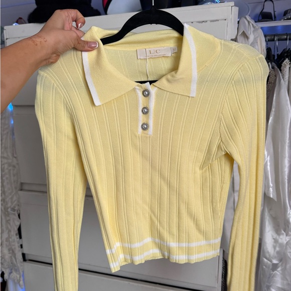 Women's Yellow Ribbed Top - Picture 4 of 4